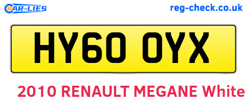 HY60OYX are the vehicle registration plates.