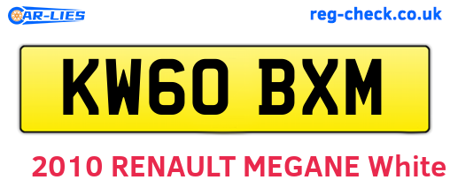 KW60BXM are the vehicle registration plates.
