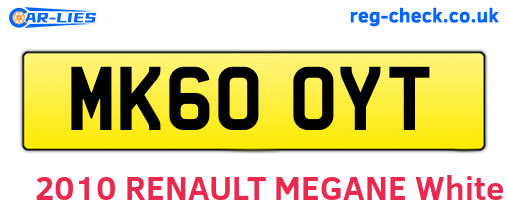 MK60OYT are the vehicle registration plates.