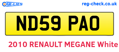 ND59PAO are the vehicle registration plates.