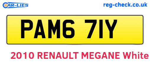 PAM671Y are the vehicle registration plates.