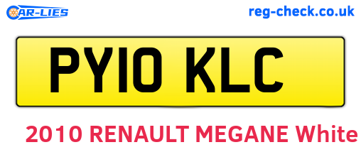 PY10KLC are the vehicle registration plates.