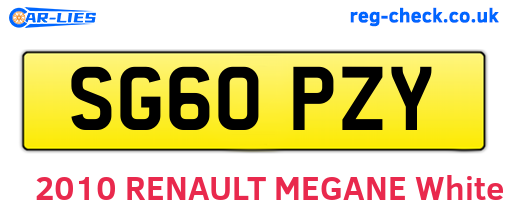 SG60PZY are the vehicle registration plates.