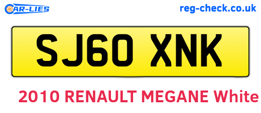 SJ60XNK are the vehicle registration plates.