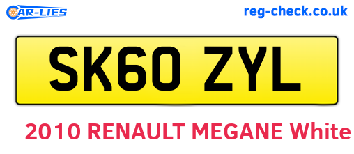 SK60ZYL are the vehicle registration plates.