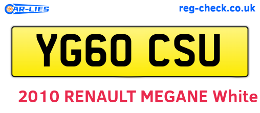 YG60CSU are the vehicle registration plates.