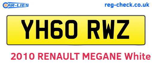 YH60RWZ are the vehicle registration plates.