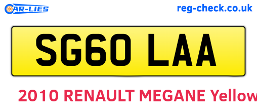 SG60LAA are the vehicle registration plates.