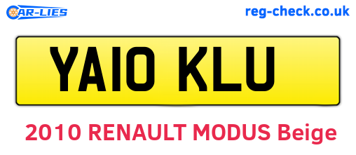 YA10KLU are the vehicle registration plates.