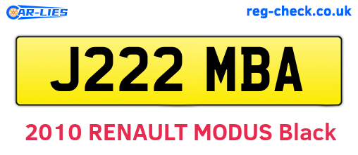 J222MBA are the vehicle registration plates.