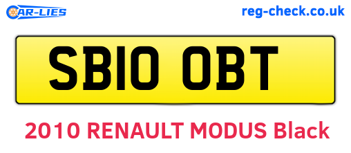 SB10OBT are the vehicle registration plates.