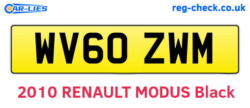 WV60ZWM are the vehicle registration plates.