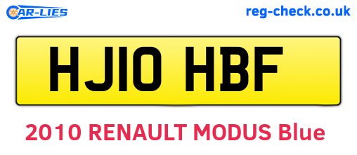 HJ10HBF are the vehicle registration plates.