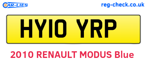 HY10YRP are the vehicle registration plates.