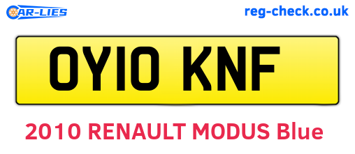 OY10KNF are the vehicle registration plates.