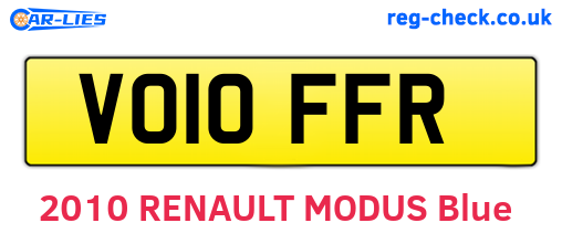 VO10FFR are the vehicle registration plates.