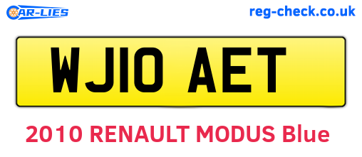 WJ10AET are the vehicle registration plates.