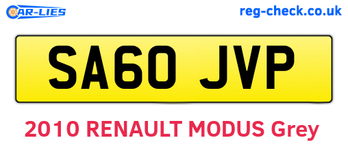 SA60JVP are the vehicle registration plates.