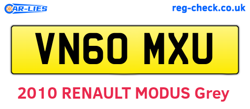 VN60MXU are the vehicle registration plates.