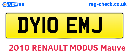 DY10EMJ are the vehicle registration plates.
