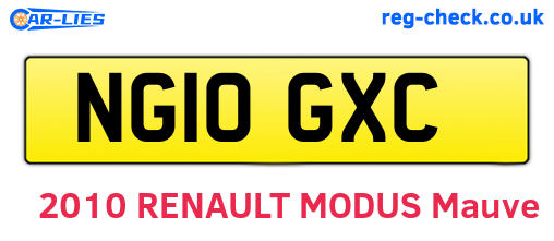 NG10GXC are the vehicle registration plates.