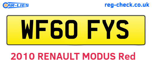WF60FYS are the vehicle registration plates.