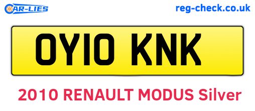 OY10KNK are the vehicle registration plates.