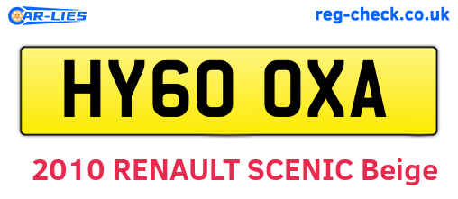 HY60OXA are the vehicle registration plates.