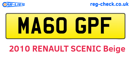 MA60GPF are the vehicle registration plates.