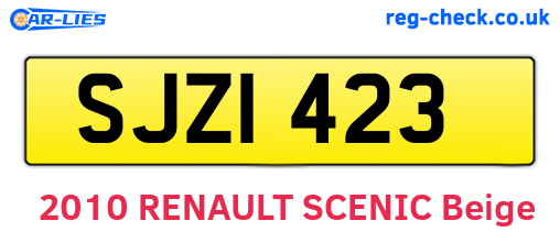 SJZ1423 are the vehicle registration plates.