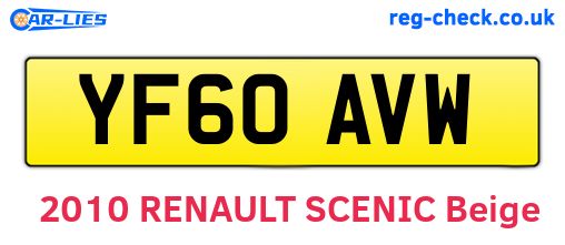 YF60AVW are the vehicle registration plates.