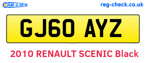 GJ60AYZ are the vehicle registration plates.