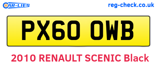 PX60OWB are the vehicle registration plates.