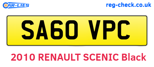 SA60VPC are the vehicle registration plates.