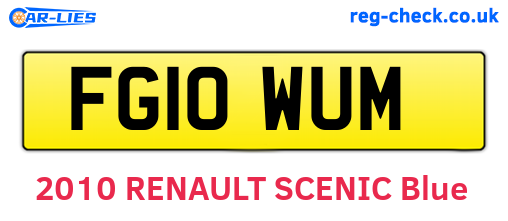 FG10WUM are the vehicle registration plates.