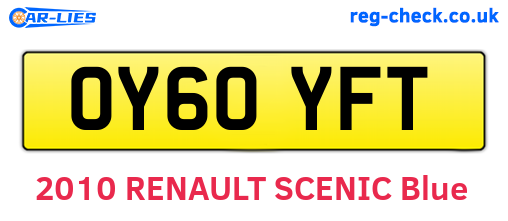 OY60YFT are the vehicle registration plates.