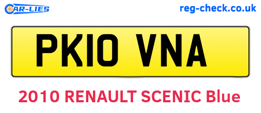 PK10VNA are the vehicle registration plates.