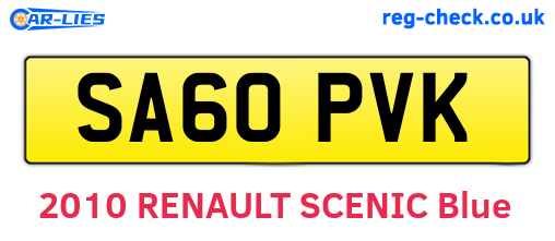 SA60PVK are the vehicle registration plates.