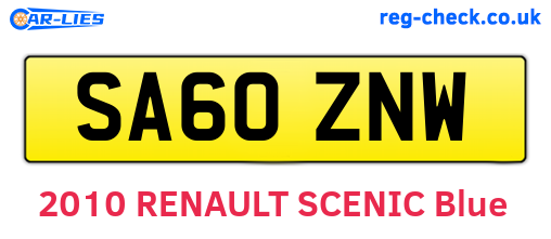 SA60ZNW are the vehicle registration plates.