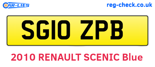 SG10ZPB are the vehicle registration plates.