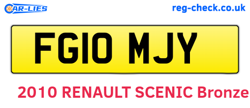 FG10MJY are the vehicle registration plates.