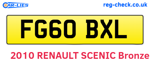FG60BXL are the vehicle registration plates.