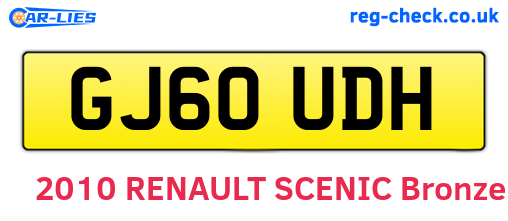 GJ60UDH are the vehicle registration plates.