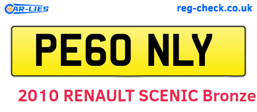 PE60NLY are the vehicle registration plates.