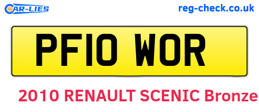 PF10WOR are the vehicle registration plates.