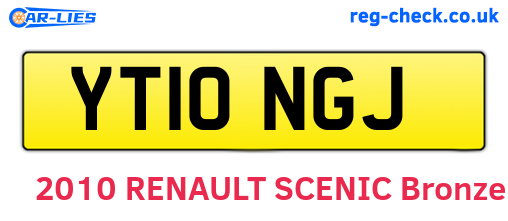 YT10NGJ are the vehicle registration plates.