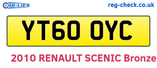 YT60OYC are the vehicle registration plates.