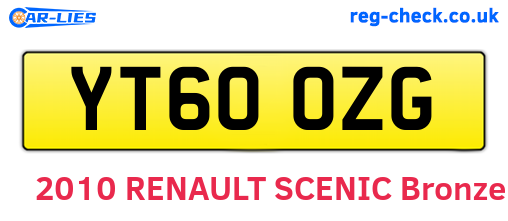 YT60OZG are the vehicle registration plates.