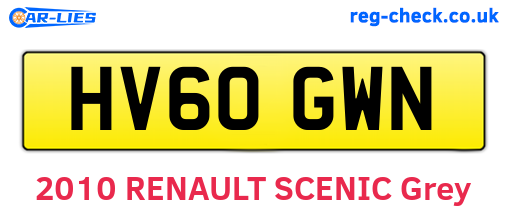 HV60GWN are the vehicle registration plates.