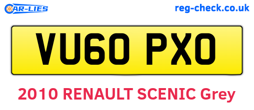VU60PXO are the vehicle registration plates.